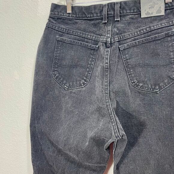 VTG Lee Women's Mom Jeans Black Stone Wash High Waisted Tapered Leg 34" Waist - Picture 10 of 12